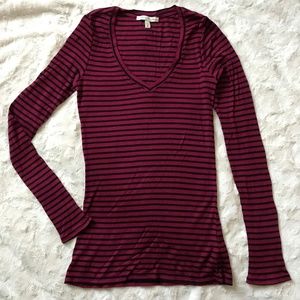 Express One Eleven Striped Ribbed Tee. S